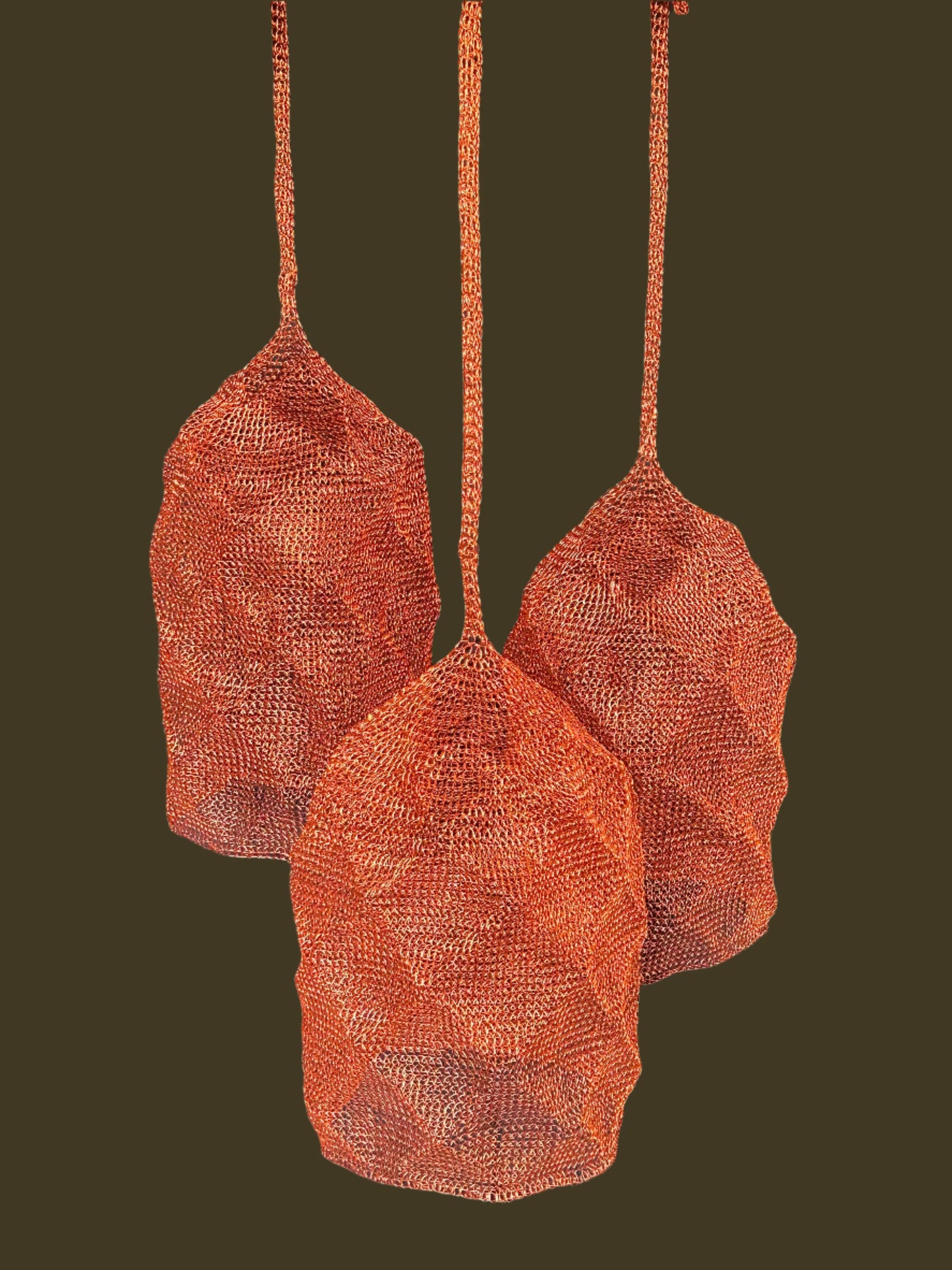 Handwoven Copper Tone Pendant Light