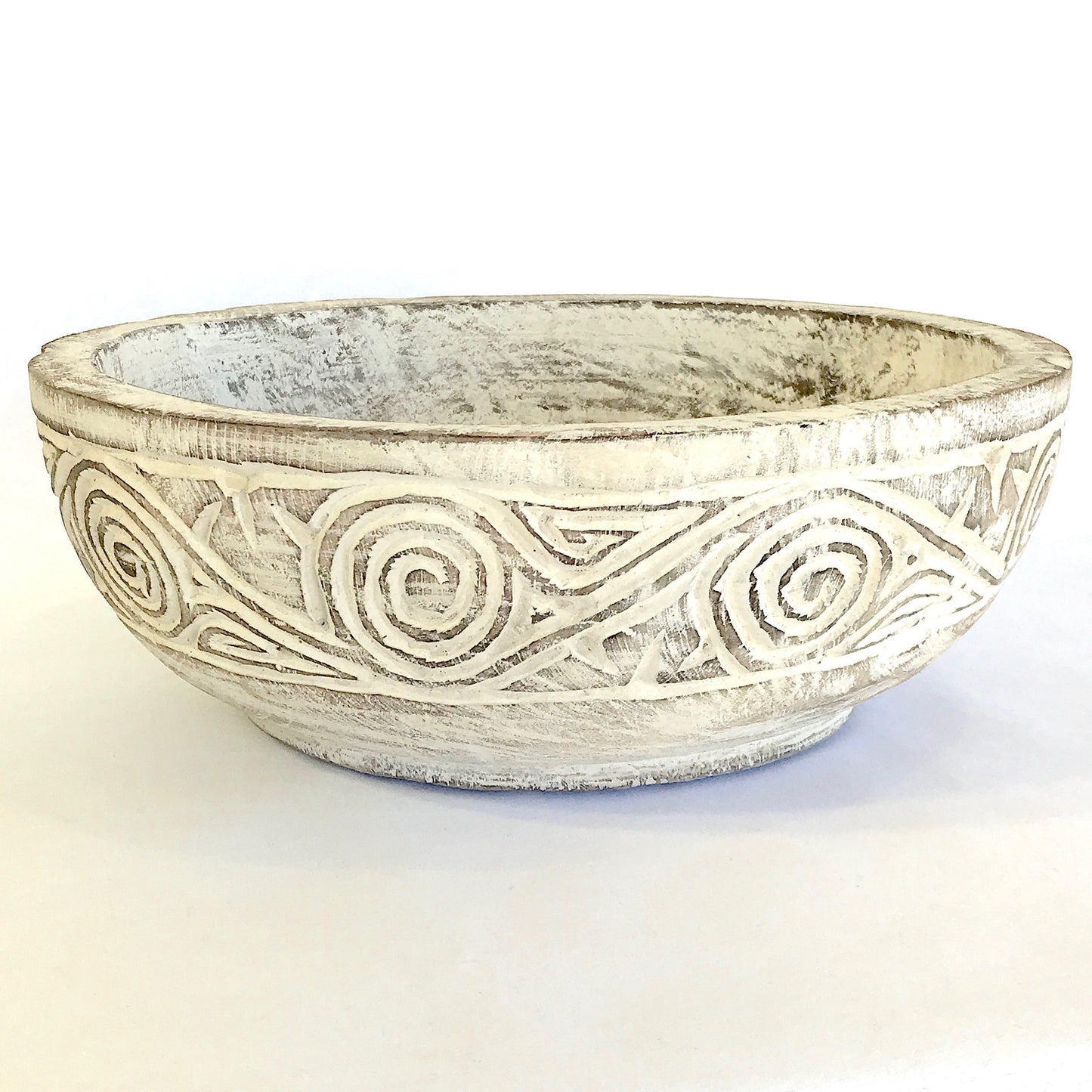 Whitewash Carved Bowl