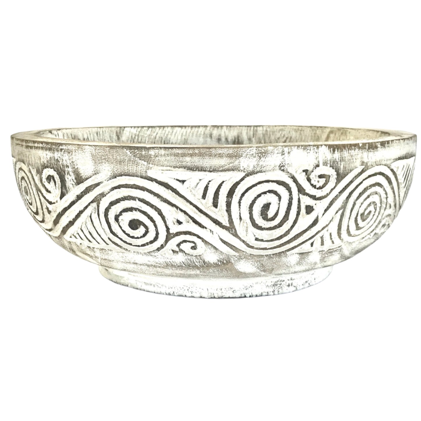 Whitewash Carved Swirl Bowl