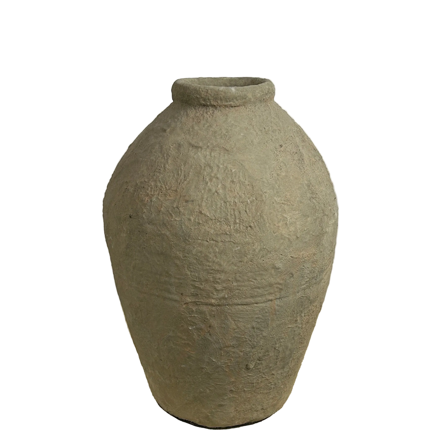 Textured stone look pot on a white background.