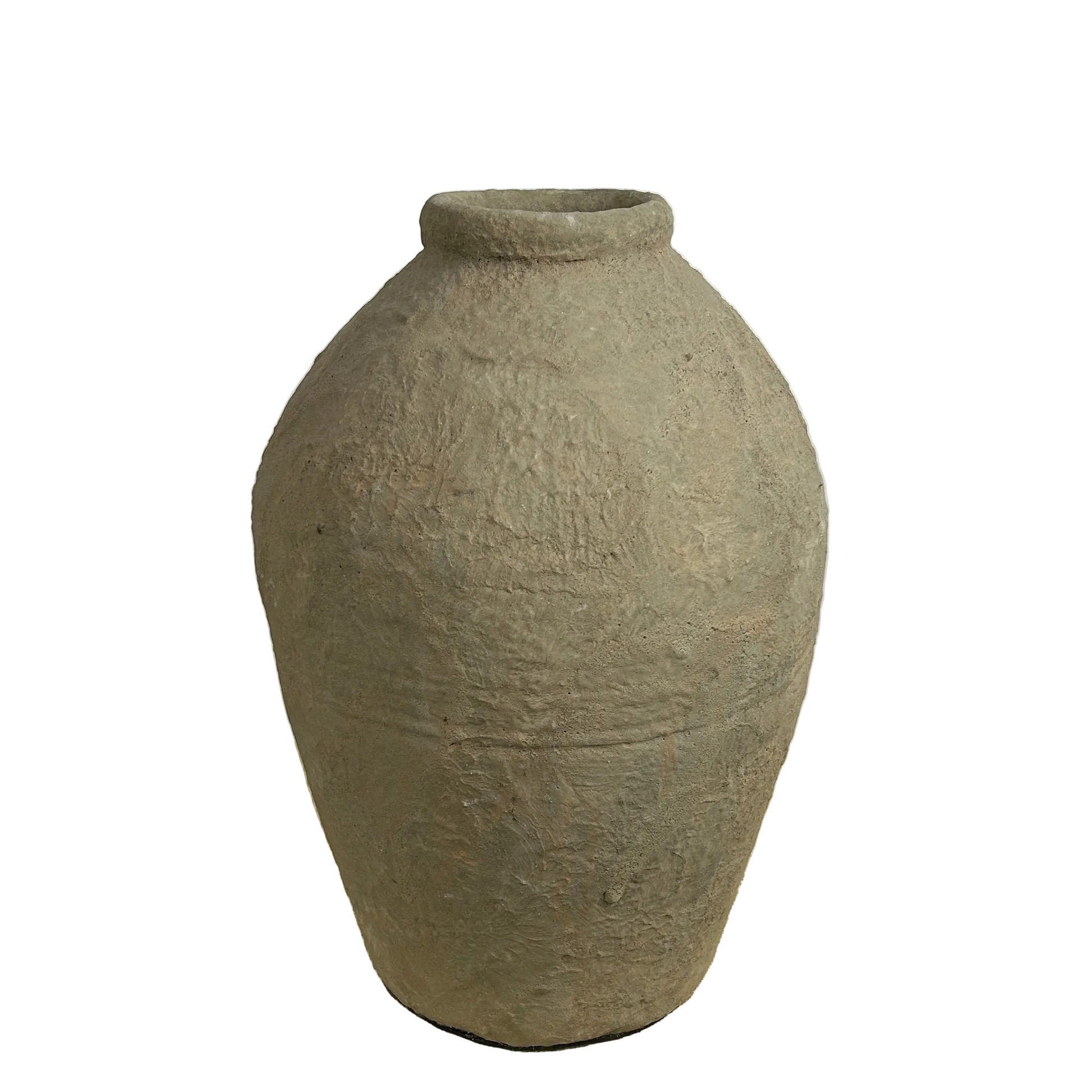 Textured stone look pot on a white background.