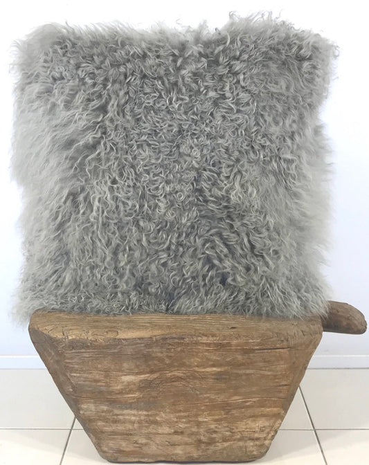 Norde Grey Tibetan Fur Cushion