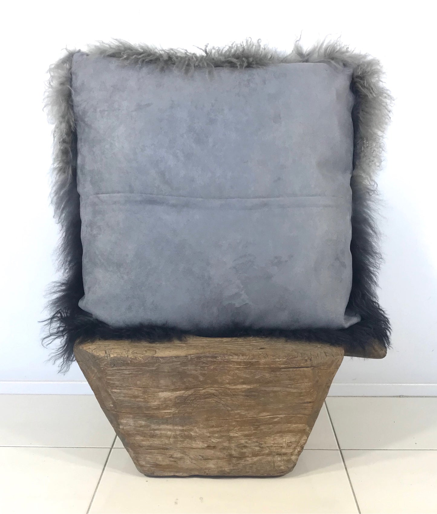 Norde Grey/Blue Ombre Tibetan Fur Cushion