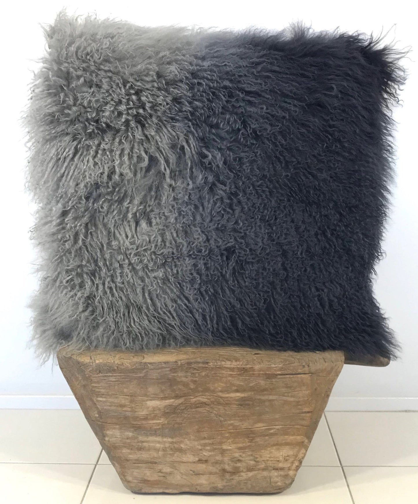 Norde Grey/Blue Ombre Tibetan Fur Cushion