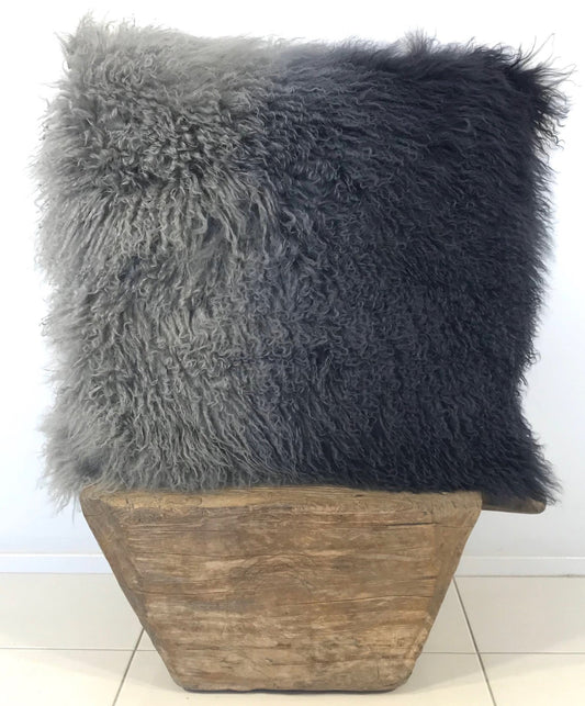 Norde Grey/Blue Ombre Tibetan Fur Cushion