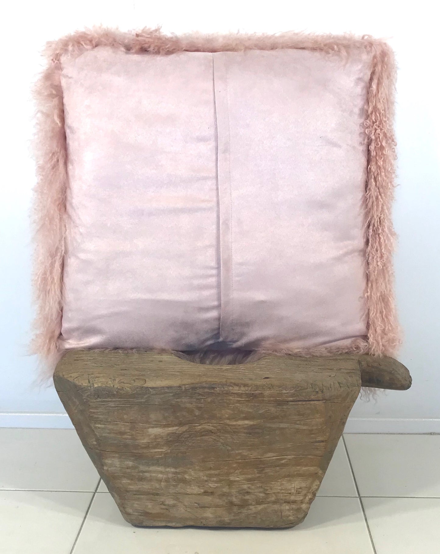 Norde Musk Pink Tibetan Fur Cushion