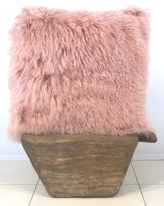 Norde Musk Pink Tibetan Fur Cushion