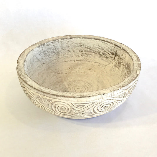 Whitewash Carved Bowl